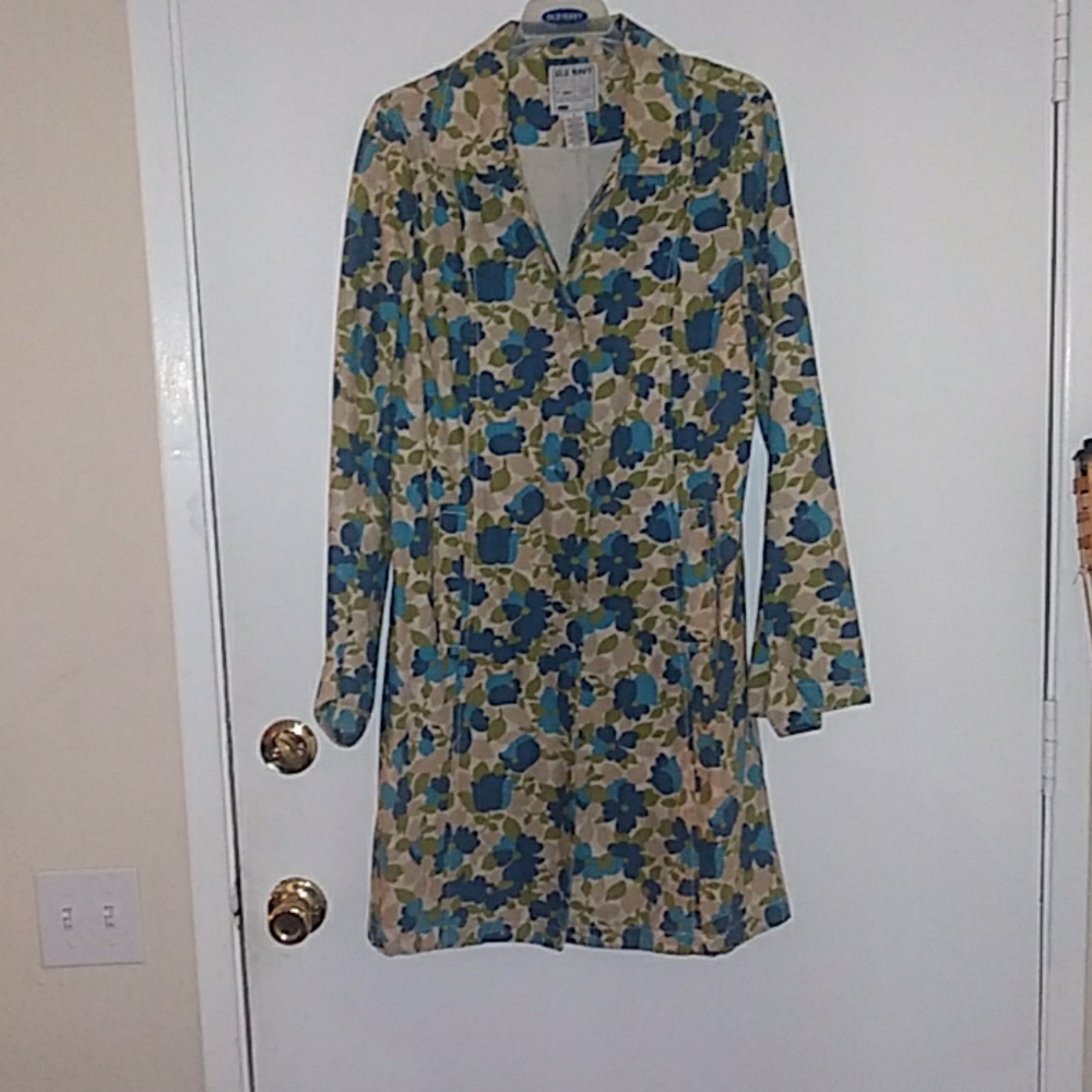 Cream Jacket With Blue And Turquiose Flowers